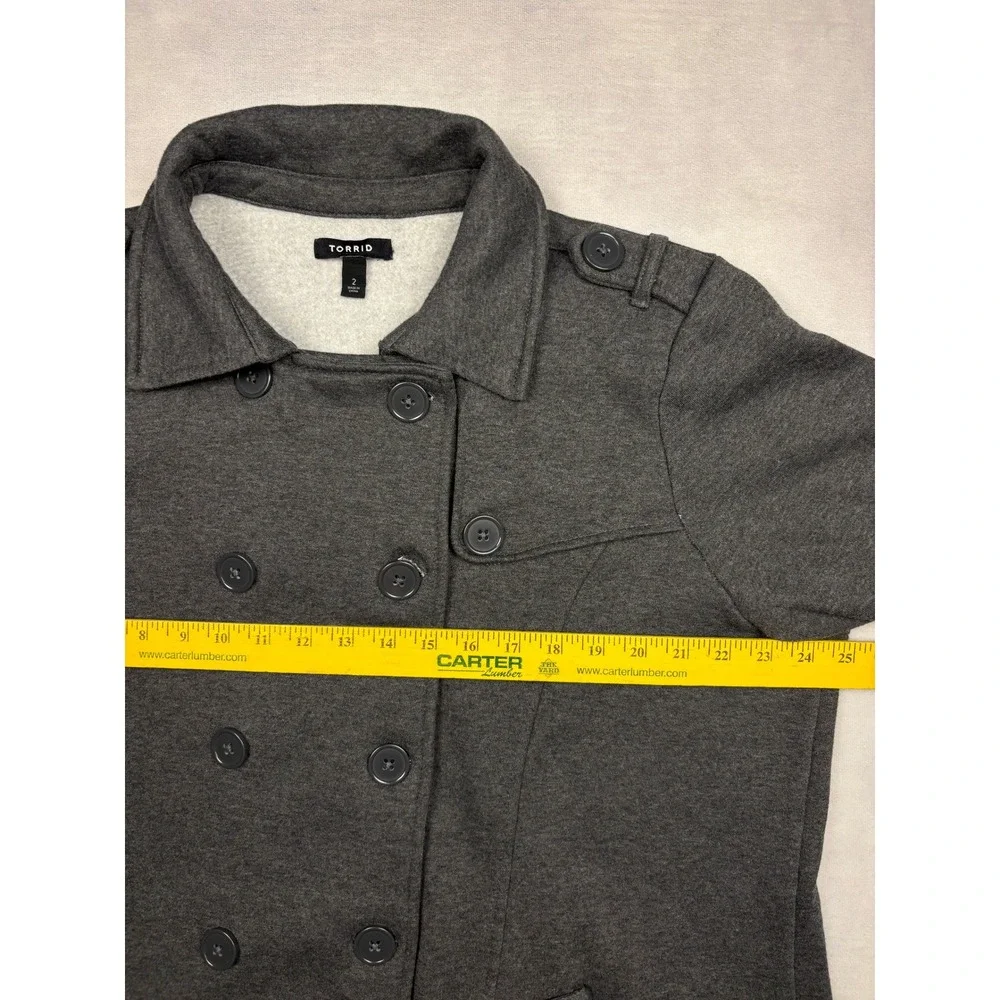 Torrid Grey‎ Fleece Lined Sweatshirt Peacoat Jacket Plus Size 2 2X 15981806
